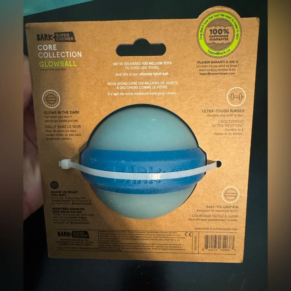 Bark Box Super Chewer XL Glow Ball squeaks Dog Toy